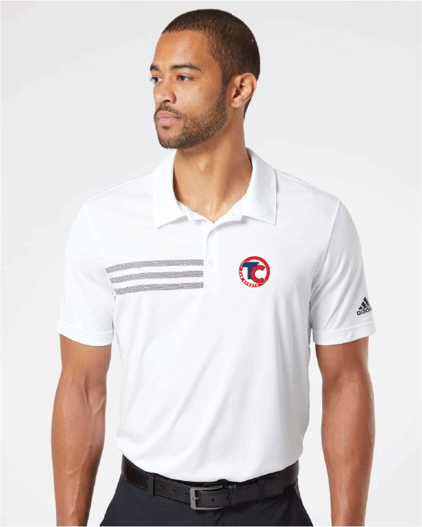 T&C Men's Polo Shirt - Adidas 3 Strips White